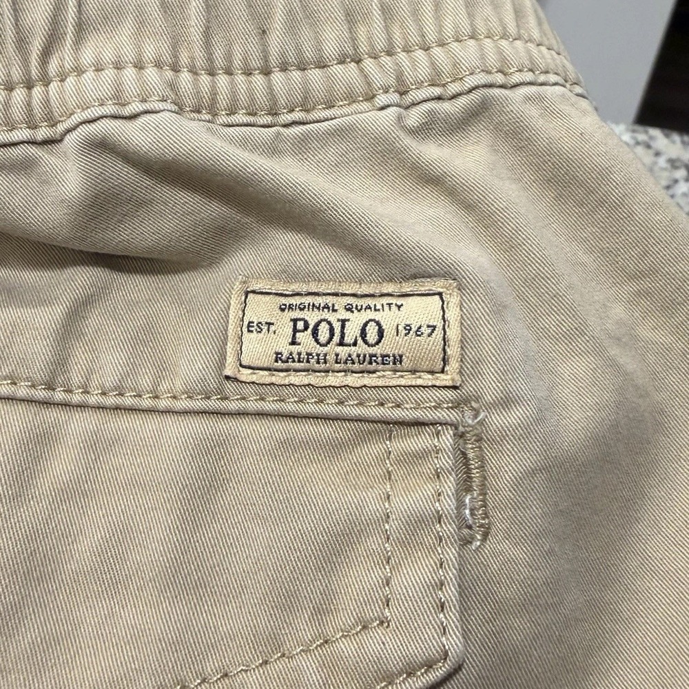 Polo Ralph Lauren Cargo Joggers Mens Large Khaki Drawstring Pants Ankle Zips
